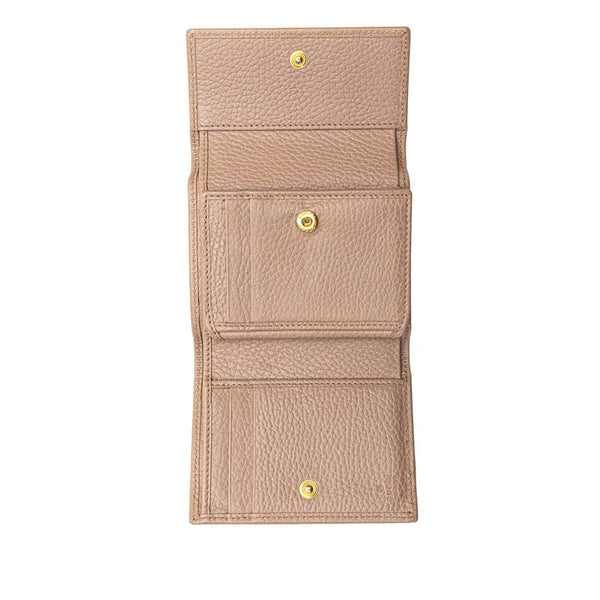 グッチ GGマーモント 三つ折り財布 546584 グレージュ レザー レディース GUCCI 【中古】
