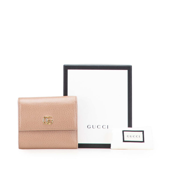 グッチ GGマーモント 三つ折り財布 546584 グレージュ レザー レディース GUCCI 【中古】