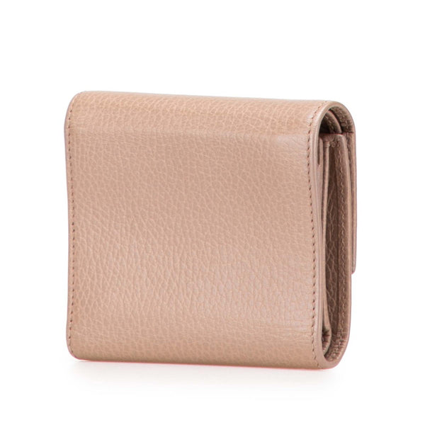 グッチ GGマーモント 三つ折り財布 546584 グレージュ レザー レディース GUCCI 【中古】