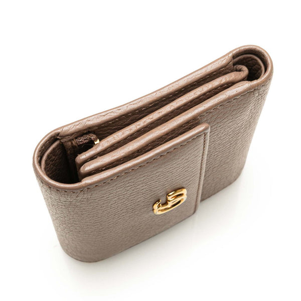 グッチ GGマーモント 三つ折り財布 546584 グレージュ レザー レディース GUCCI 【中古】