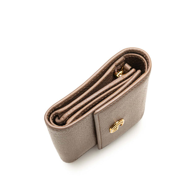 グッチ GGマーモント 三つ折り財布 546584 グレージュ レザー レディース GUCCI 【中古】