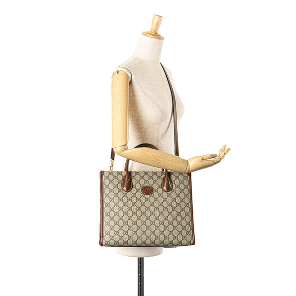 グッチ GGスプリーム GGスモール ハンドバッグ ショルダーバッグ 2WAY 659983 ベージュ ブラウン PVC レザー レディース GUCCI 【中古】