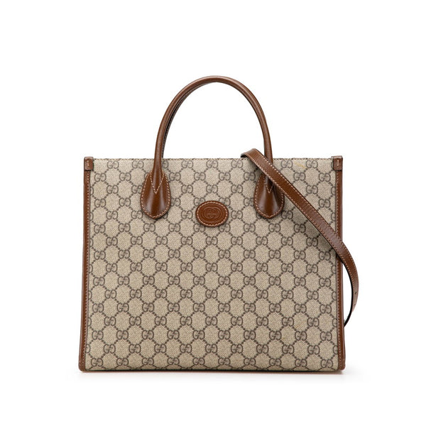 グッチ GGスプリーム GGスモール ハンドバッグ ショルダーバッグ 2WAY 659983 ベージュ ブラウン PVC レザー レディース GUCCI 【中古】