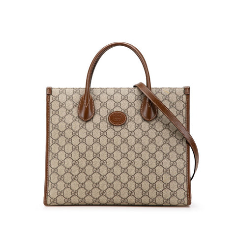 グッチ GGスプリーム GGスモール ハンドバッグ ショルダーバッグ 2WAY 659983 ベージュ ブラウン PVC レザー レディース GUCCI 【中古】