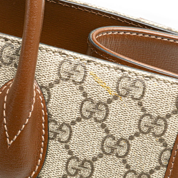 グッチ GGスプリーム GGスモール ハンドバッグ ショルダーバッグ 2WAY 659983 ベージュ ブラウン PVC レザー レディース GUCCI 【中古】