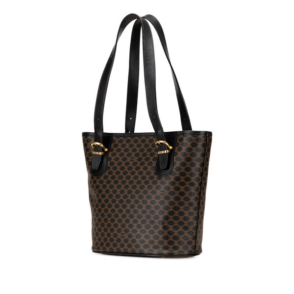 セリーヌ マカダム ハンドバッグ トートバッグ ブラック ブラウン PVC レザー レディース CELINE 【中古】