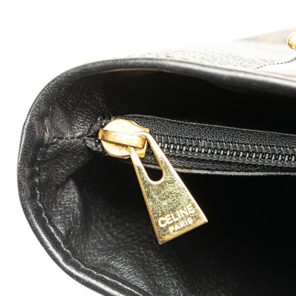 セリーヌ マカダム ハンドバッグ トートバッグ ブラック ブラウン PVC レザー レディース CELINE 【中古】