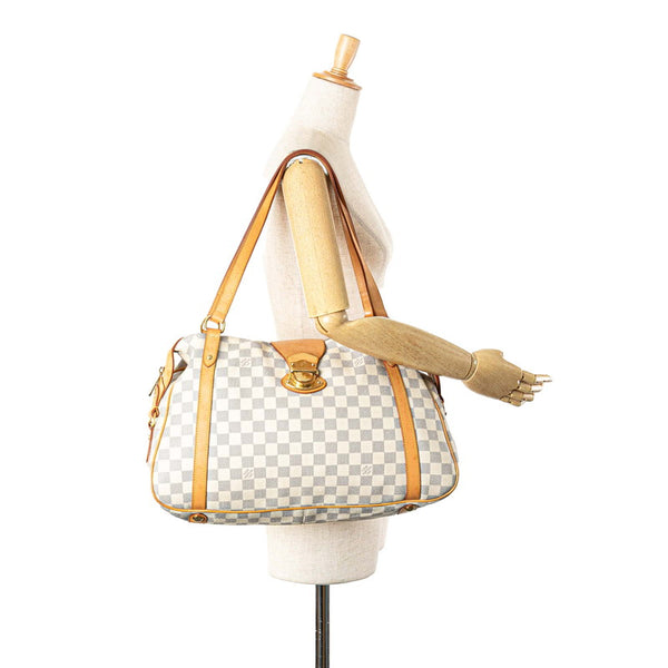ルイ ヴィトン ダミエ アズール ストレーザ GM ハンドバッグ N42221 ホワイト ブラウン PVC レザー レディース LOUIS VUITTON 【中古】