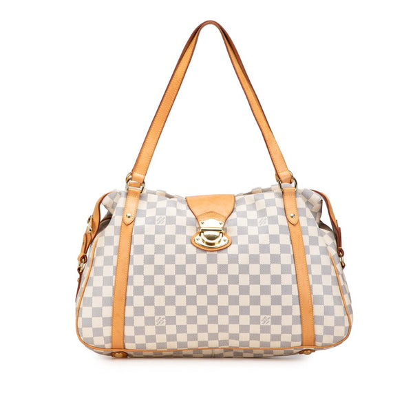 ルイ ヴィトン ダミエ アズール ストレーザ GM ハンドバッグ N42221 ホワイト ブラウン PVC レザー レディース LOUIS VUITTON 【中古】