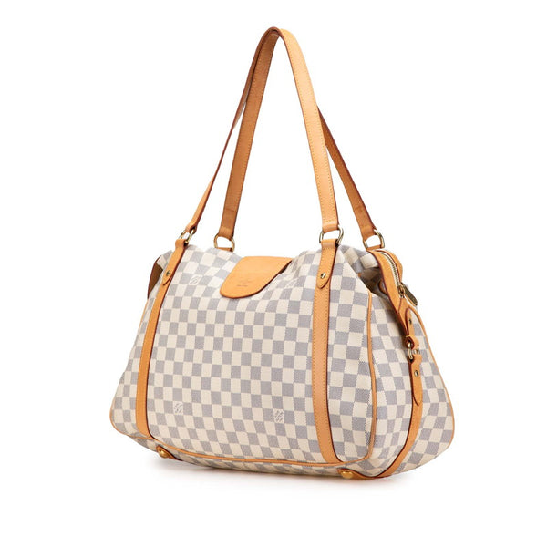 ルイ ヴィトン ダミエ アズール ストレーザ GM ハンドバッグ N42221 ホワイト ブラウン PVC レザー レディース LOUIS VUITTON 【中古】