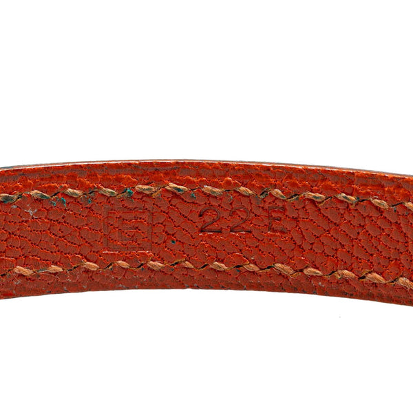 エルメス プスプス ブレスレット オレンジ シルバー レザー メタル レディース HERMES 【中古】