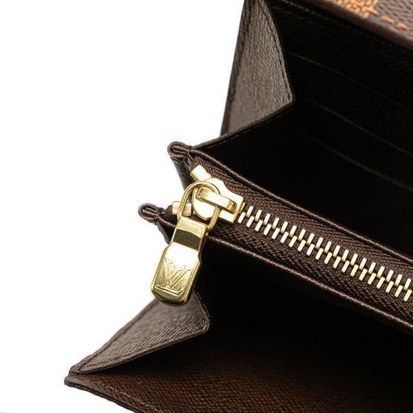 ルイ ヴィトン ダミエ ポルトフォイユ サラ 長財布 N61734 ブラウン PVC レザー レディース LOUIS VUITTON 【中古】