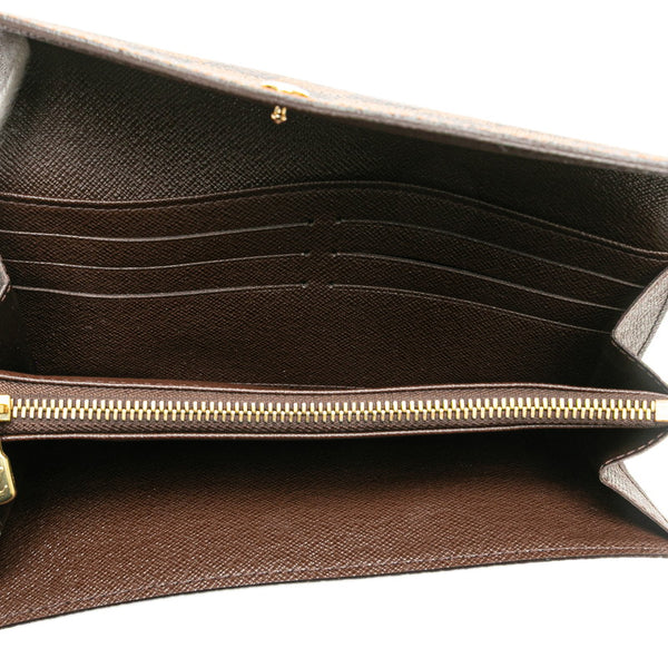 ルイ ヴィトン ダミエ ポルトフォイユ サラ 長財布 N61734 ブラウン PVC レザー レディース LOUIS VUITTON 【中古】
