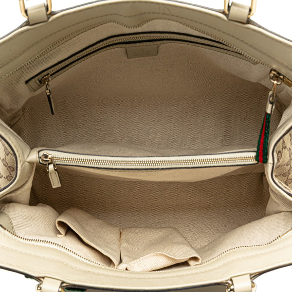 グッチ GGキャンバス メイフェア シェリーライン トートバッグ ベージュ ホワイト キャンバス レザー レディース GUCCI 【中古】