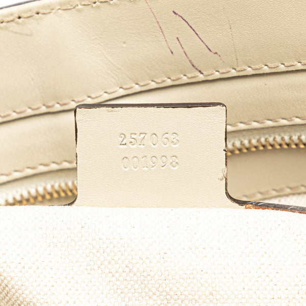 グッチ GGキャンバス メイフェア シェリーライン トートバッグ ベージュ ホワイト キャンバス レザー レディース GUCCI 【中古】