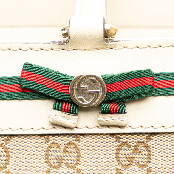 グッチ GGキャンバス メイフェア シェリーライン トートバッグ ベージュ ホワイト キャンバス レザー レディース GUCCI 【中古】