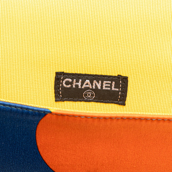 シャネル ココマーク プリント ミニ チェーン ショルダーバッグ ブルー マルチカラー サテン レディース CHANEL 【中古】