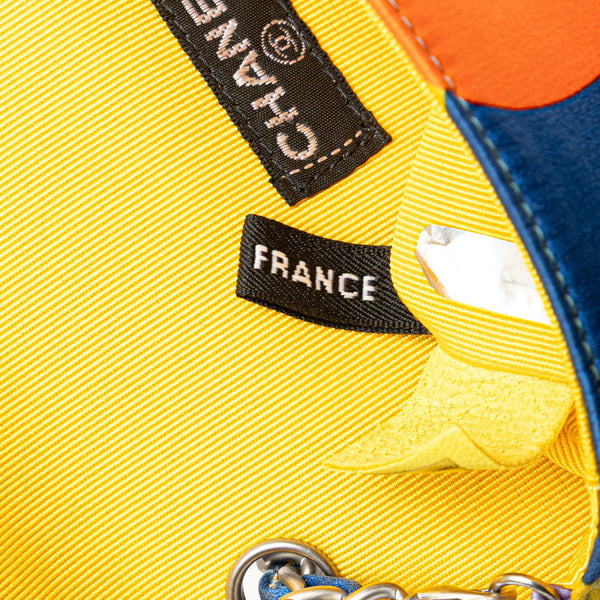 シャネル ココマーク プリント ミニ チェーン ショルダーバッグ ブルー マルチカラー サテン レディース CHANEL 【中古】