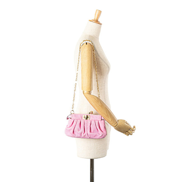 フェンディ ピーカブークリック チェーン ショルダーバッグ 8BP118 ピンク スウェード レディース FENDI 【中古】