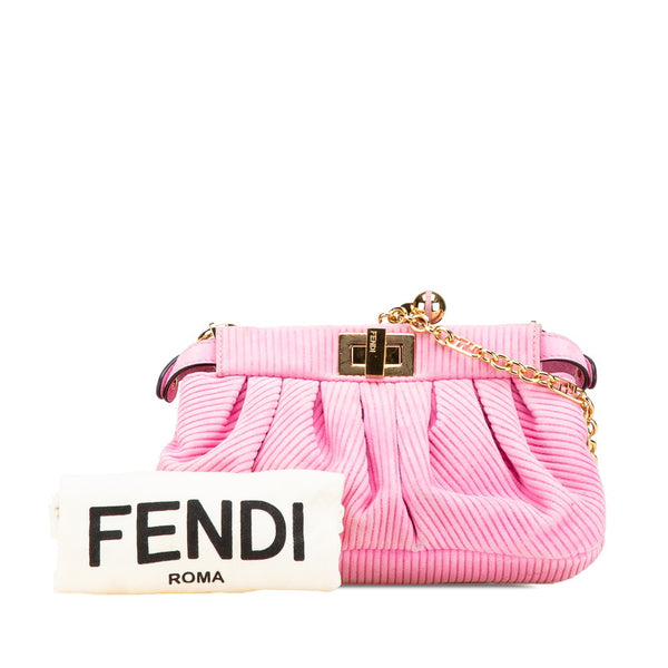 フェンディ ピーカブークリック チェーン ショルダーバッグ 8BP118 ピンク スウェード レディース FENDI 【中古】