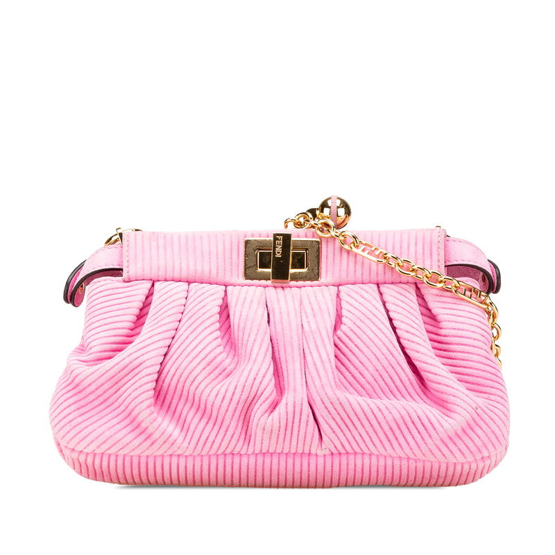 フェンディ ピーカブークリック チェーン ショルダーバッグ 8BP118 ピンク スウェード レディース FENDI 【中古】
