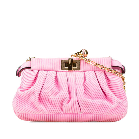 フェンディ ピーカブークリック チェーン ショルダーバッグ 8BP118 ピンク スウェード レディース FENDI 【中古】