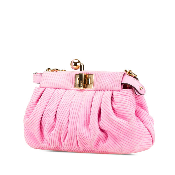 フェンディ ピーカブークリック チェーン ショルダーバッグ 8BP118 ピンク スウェード レディース FENDI 【中古】