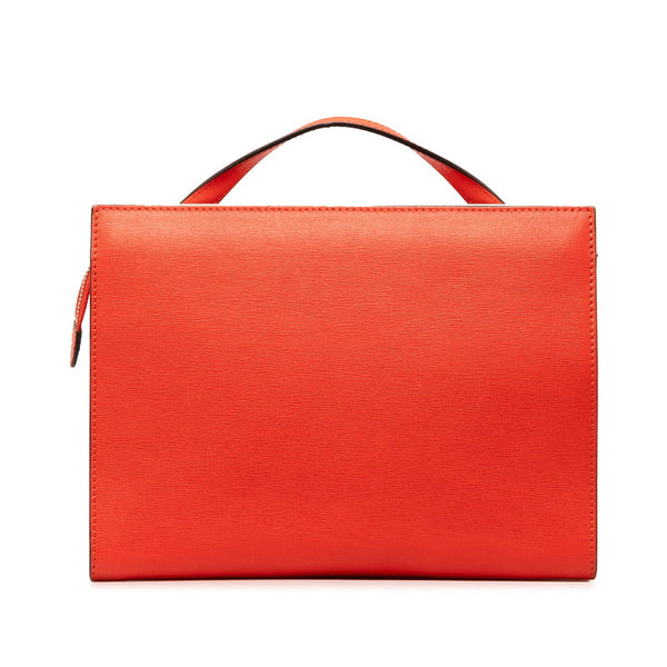 フェンディ デミジュール ハンドバッグ ショルダーバッグ 2WAY 8BT222 オレンジ レッド シルバー レザー レディース FENDI 【中古】