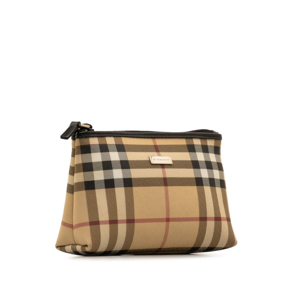 バーバリー ノバチェック ポーチ ベージュ ブラック PVC レザー レディース BURBERRY 【中古】
