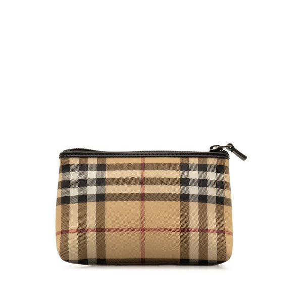 バーバリー ノバチェック ポーチ ベージュ ブラック PVC レザー レディース BURBERRY 【中古】