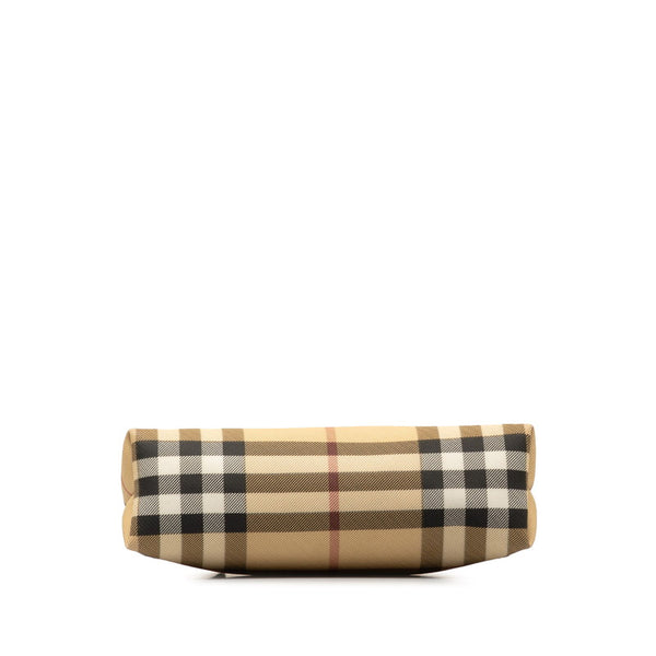 バーバリー ノバチェック ポーチ ベージュ ブラック PVC レザー レディース BURBERRY 【中古】