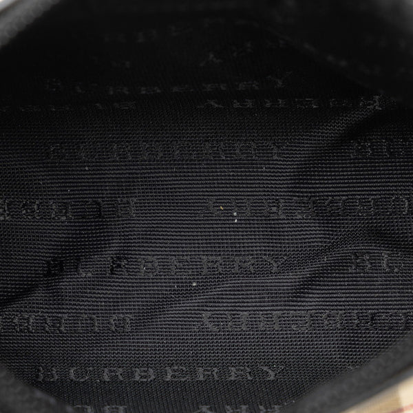 バーバリー ノバチェック ポーチ ベージュ ブラック PVC レザー レディース BURBERRY 【中古】
