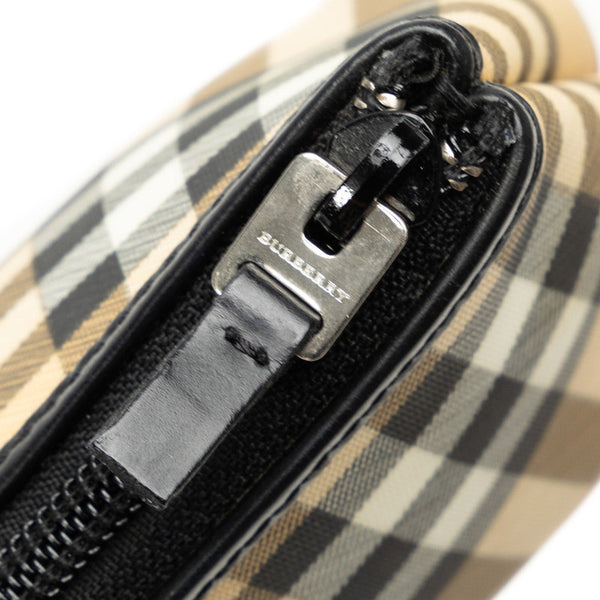 バーバリー ノバチェック ポーチ ベージュ ブラック PVC レザー レディース BURBERRY 【中古】