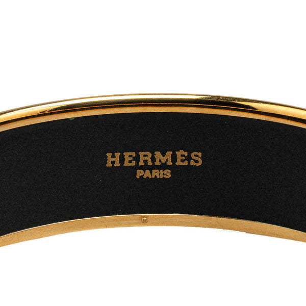 エルメス エマイユGM 七宝焼き ライオン バングル ブルー マルチカラー メッキ レディース HERMES 【中古】