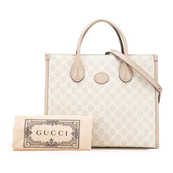 グッチ GGスプリーム トートバッグ ショルダーバッグ 2WAY 659983 ベージュ ホワイト PVC レザー レディース GUCCI 【中古】