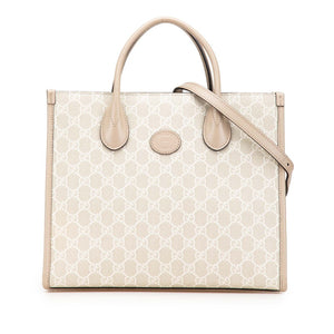 グッチ GGスプリーム トートバッグ ショルダーバッグ 2WAY 659983 ベージュ ホワイト PVC レザー レディース GUCCI 【中古】