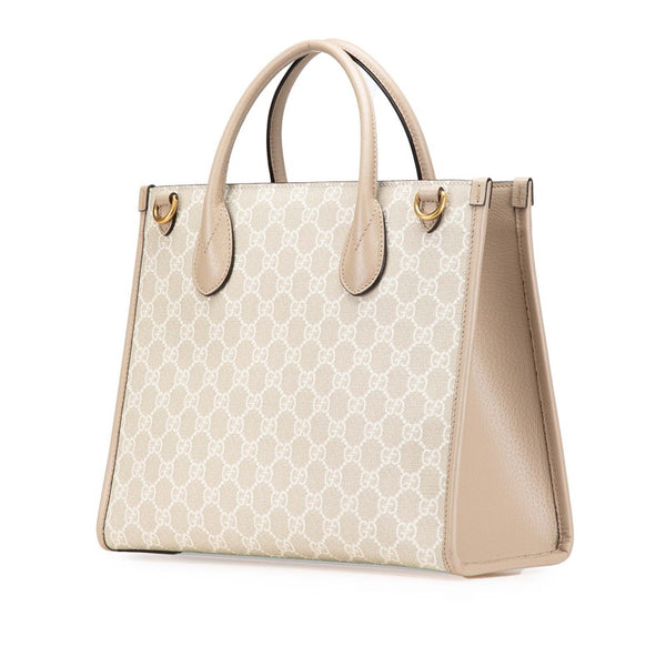 グッチ GGスプリーム トートバッグ ショルダーバッグ 2WAY 659983 ベージュ ホワイト PVC レザー レディース GUCCI 【中古】