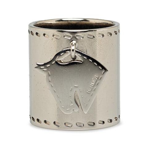 エルメス ホース モチーフ 筒型 スカーフリング シルバー メタル レディース HERMES 【中古】