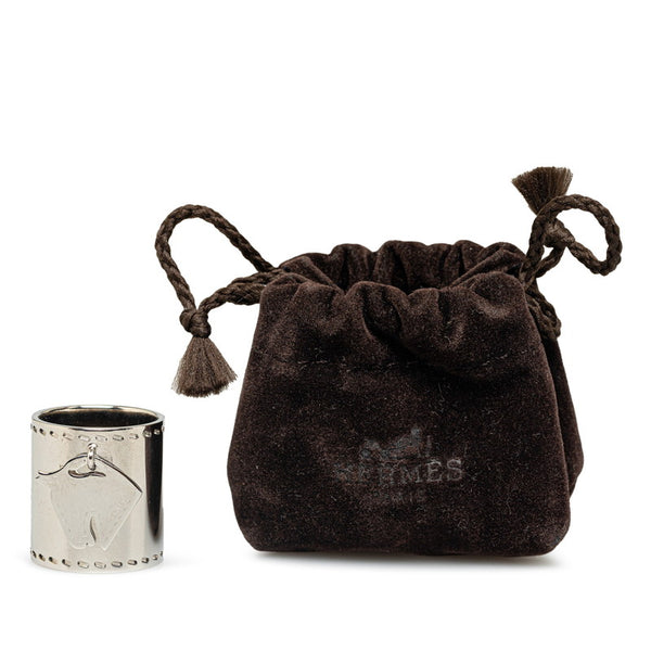 エルメス ホース モチーフ 筒型 スカーフリング シルバー メタル レディース HERMES 【中古】