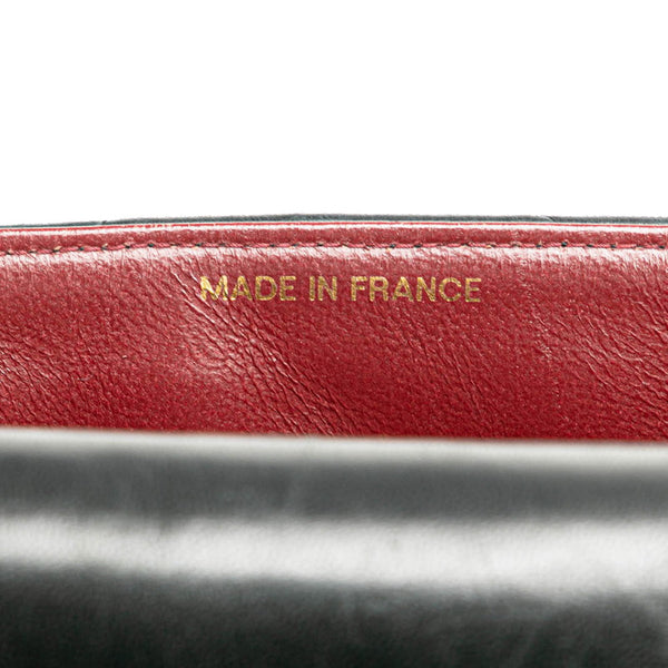 シャネル シェブロン Vステッチ ココマーク 斜め掛け ショルダーバッグ ブラック ラムスキン レディース CHANEL 【中古】