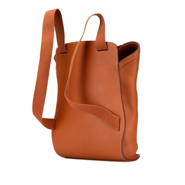 エルメス シェルパGM リュック バックパック ブラウン ゴールド トゴ レディース HERMES 【中古】