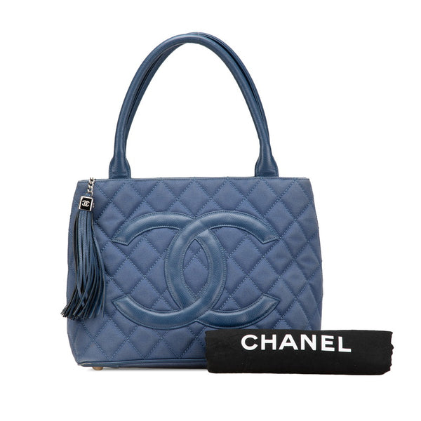 シャネル マトラッセ ココマーク 復刻トート トートバッグ ブルー キャンバス キャビアスキン レディース CHANEL 【中古】