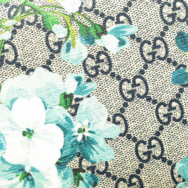 グッチ GGスプリーム フラワー 花 チェーンウォレット ショルダーバッグ 546368 ブルー ベージュ PVC レザー レディース GUCCI 【中古】