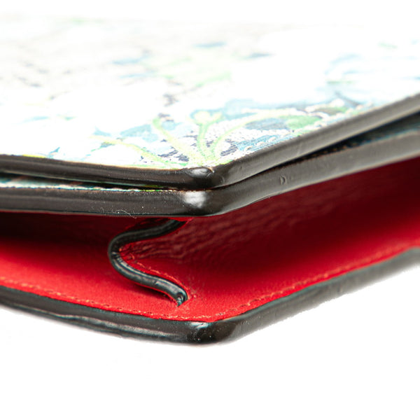 グッチ GGスプリーム フラワー 花 チェーンウォレット ショルダーバッグ 546368 ブルー ベージュ PVC レザー レディース GUCCI 【中古】