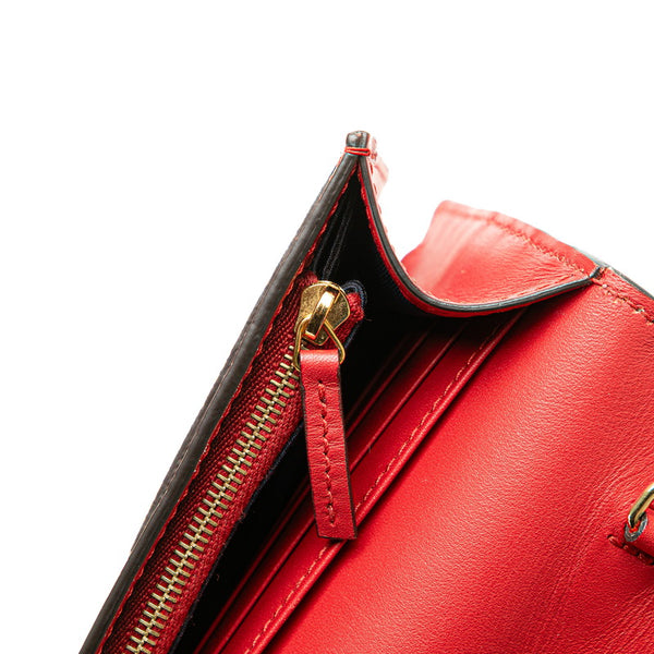 グッチ GGスプリーム フラワー 花 チェーンウォレット ショルダーバッグ 546368 ブルー ベージュ PVC レザー レディース GUCCI 【中古】