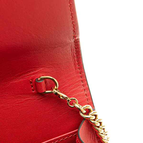 グッチ GGスプリーム フラワー 花 チェーンウォレット ショルダーバッグ 546368 ブルー ベージュ PVC レザー レディース GUCCI 【中古】