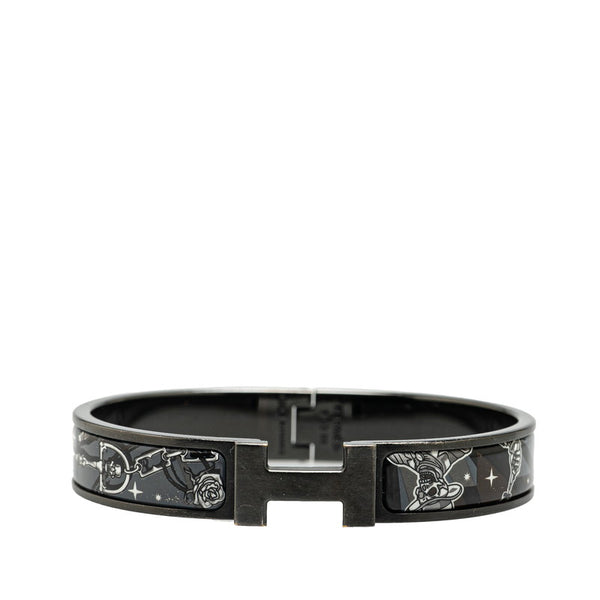 エルメス クリックHH T4 スカル モチーフ バングル ブラック メタル メンズ HERMES 【中古】