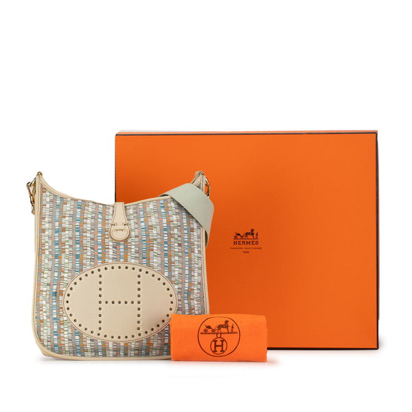 エルメス エヴリン1PM 斜め掛け ショルダーバッグ ベージュ マルチカラー ヴィブラート レザー レディース HERMES 【中古】