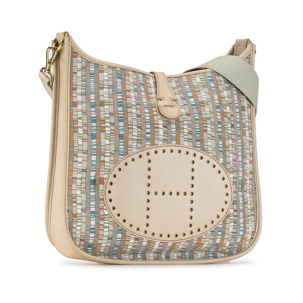 エルメス エヴリン1PM 斜め掛け ショルダーバッグ ベージュ マルチカラー ヴィブラート レザー レディース HERMES 【中古】
