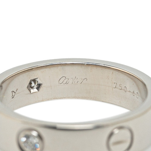カルティエ ラブリング ハーフダイヤ リング 指輪 #60 K18WG ホワイトゴールド メンズ CARTIER 【中古】